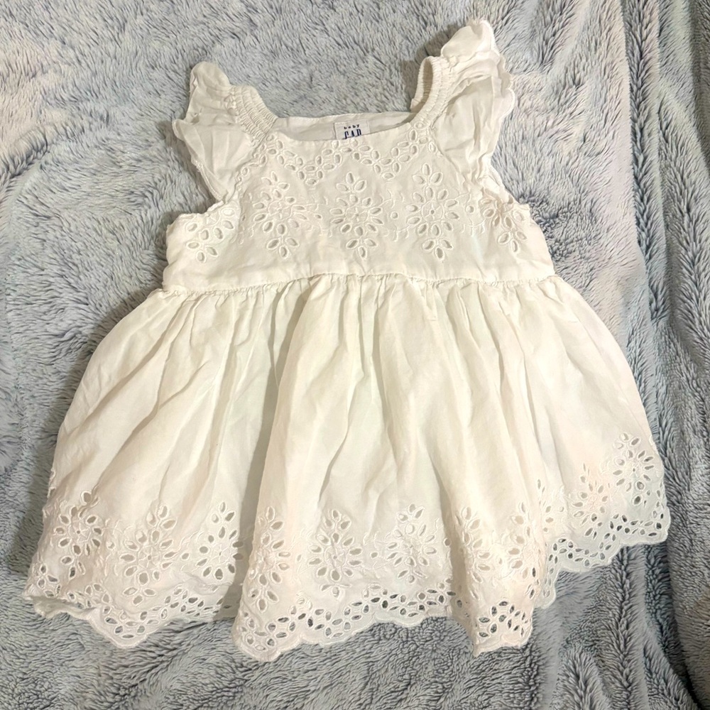 Gap White Eyelet Baby Dress, size 6-12 mos